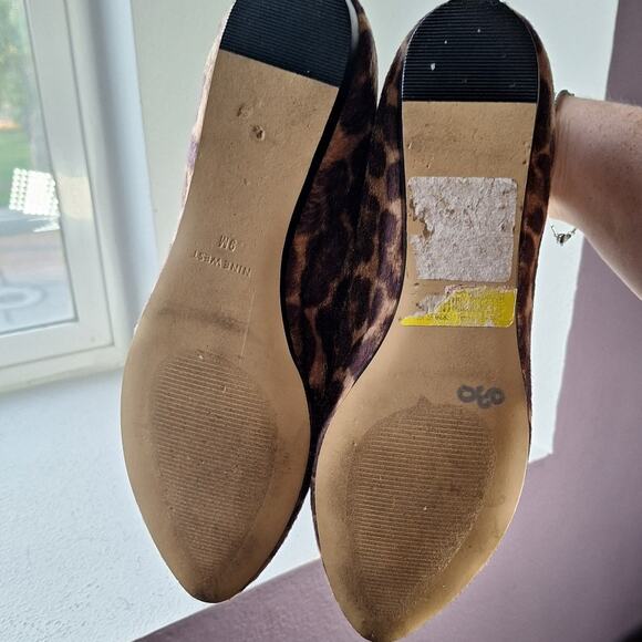 Nine West womens 9 calf hair cheetah print pointed toe ballet flats - Picture 5 of 6